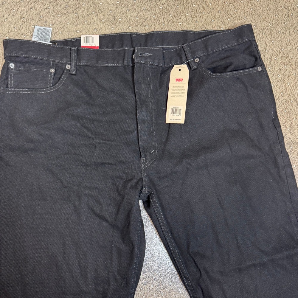 Levis 505 Regular Fit Straight Leg Jeans Mens 48x30 Big & Tall Black Denim NWT - Picture 2 of 11
